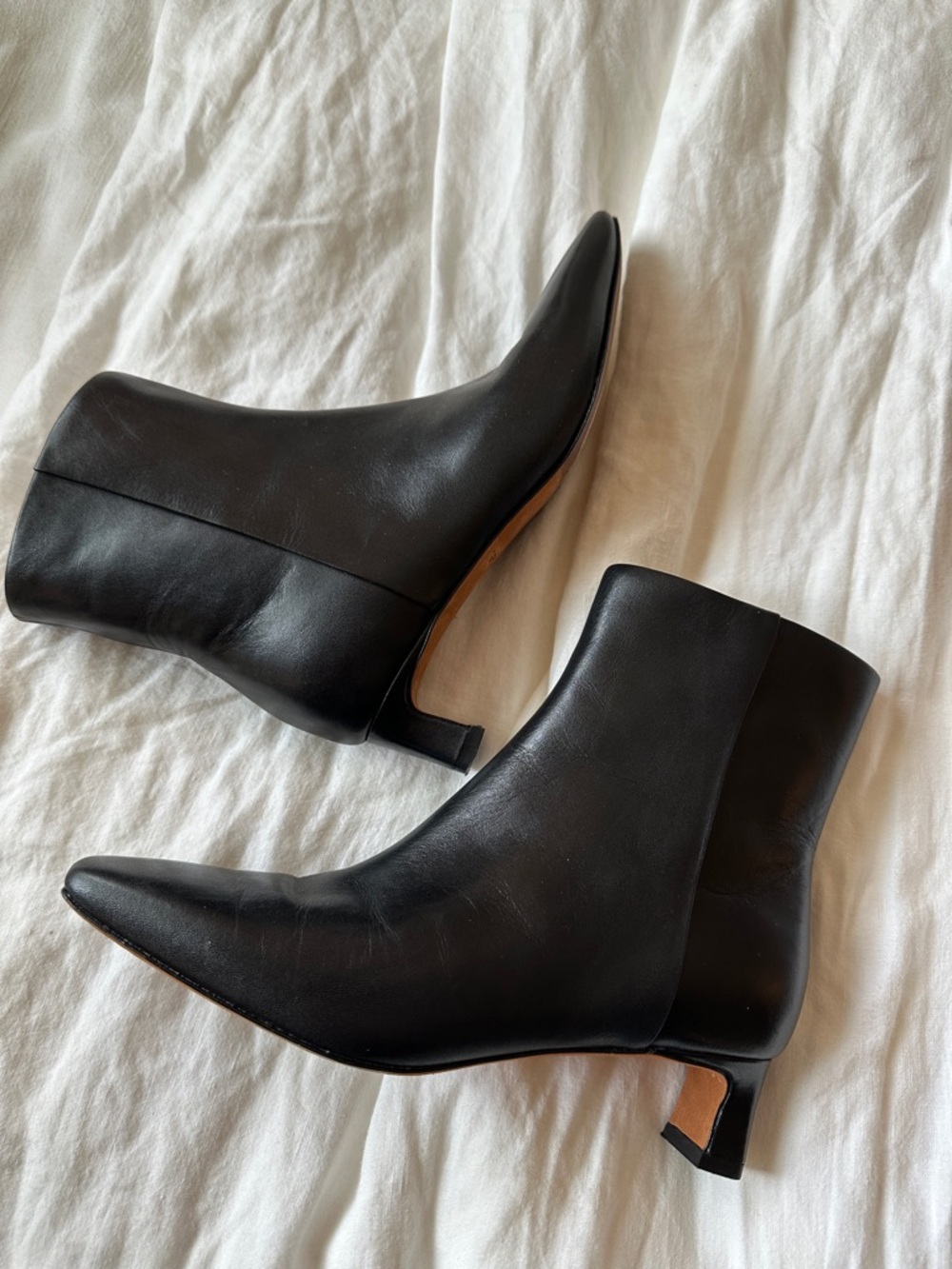Vince Booties size 5 / Euro 35 zip up black leather low heel ankle boots